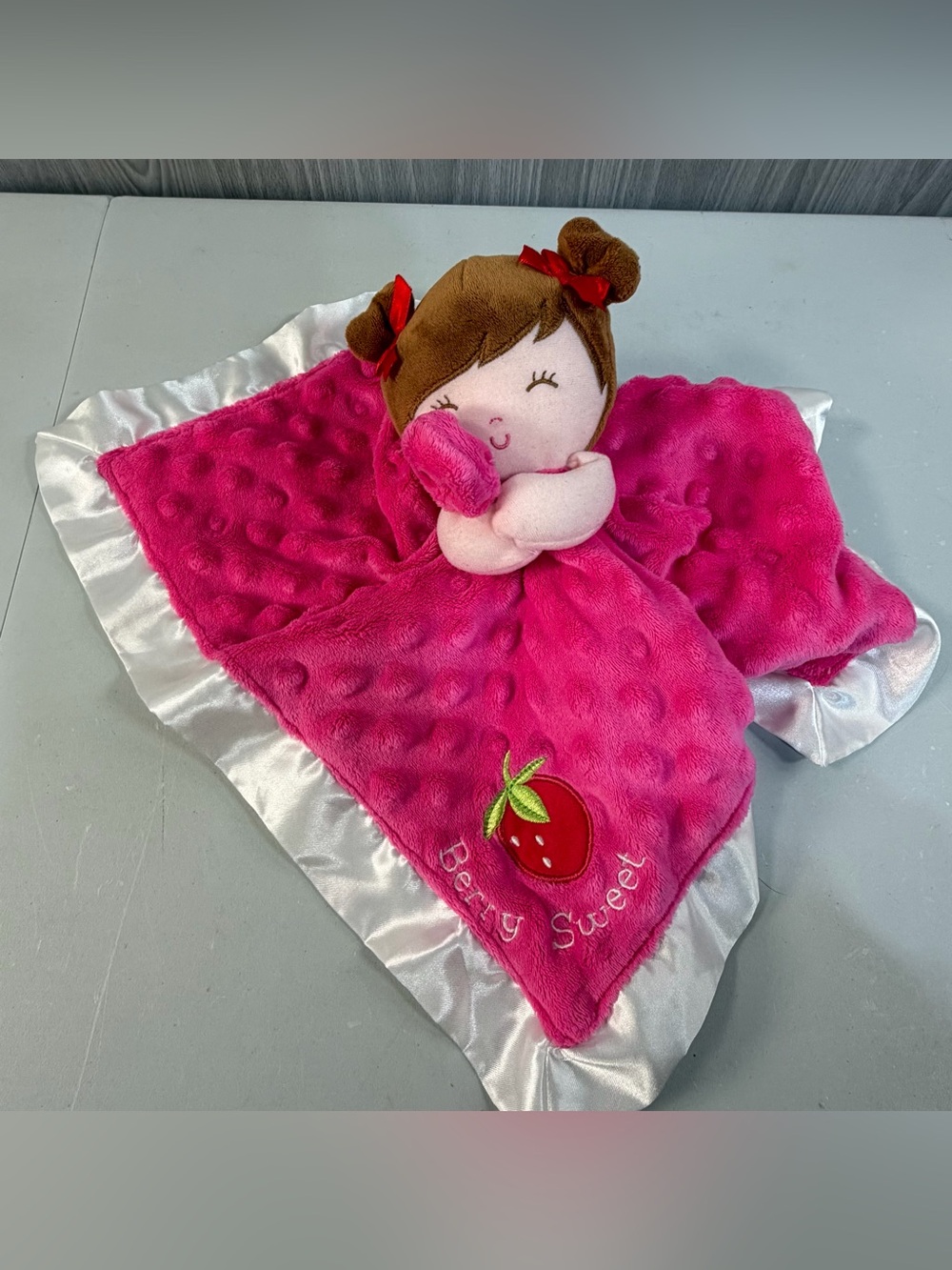 Baby Starters Berry Sweet Rattle Security Blanket Plush Lovey‎ Lovee Satin Trim